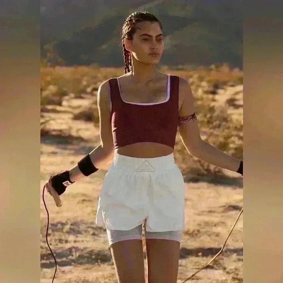 FP Movement High Rise Boxer Inspired Active Shorts | S | Black | Triangle Logo - Picture 6 of 12